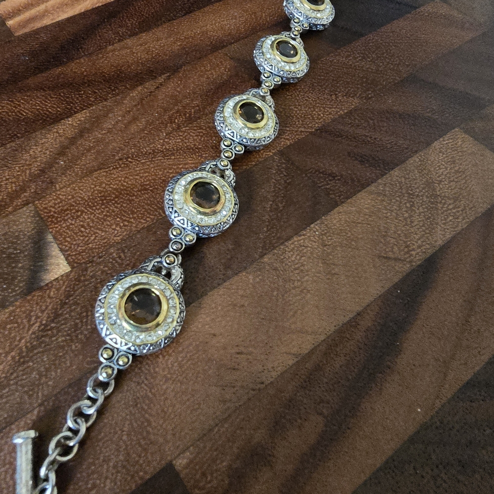 Premier Designs Silver and Gold Bracelet with Crystal Accents